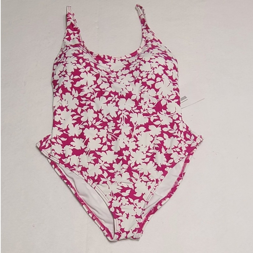 Michael Kors Women's Pink Floral Lace Up Back One Piece Swimsuit Size 12 NEW
